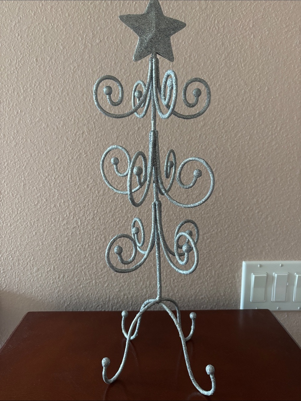 Sparkling Silver Table Top Tree with Star Top